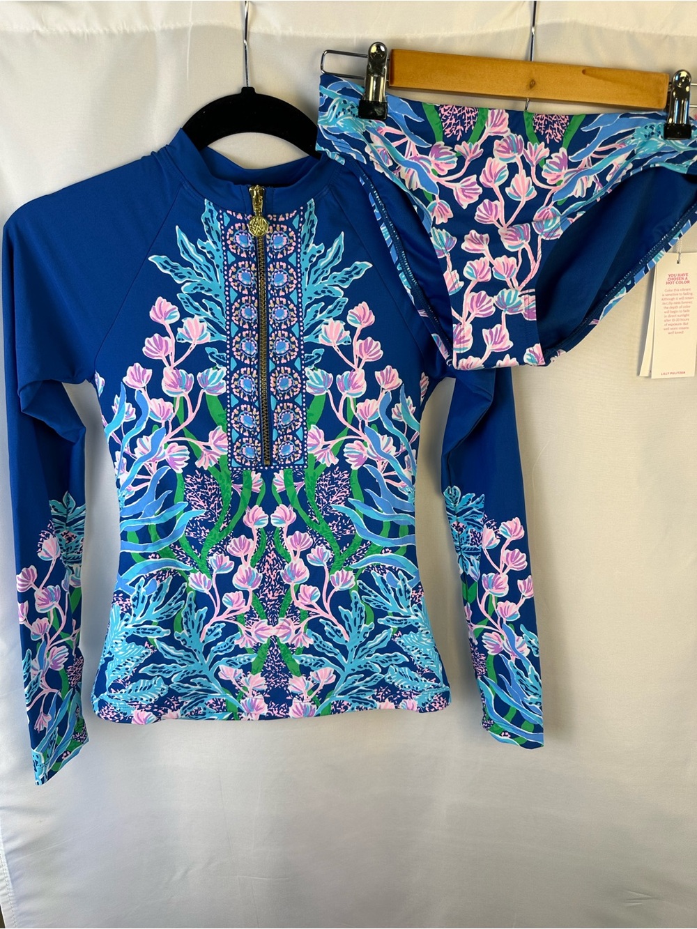Lilly Pulitzer Nayte rashguard(size 2)Betie bikini bottom(0)BOTH NWT Barton blue